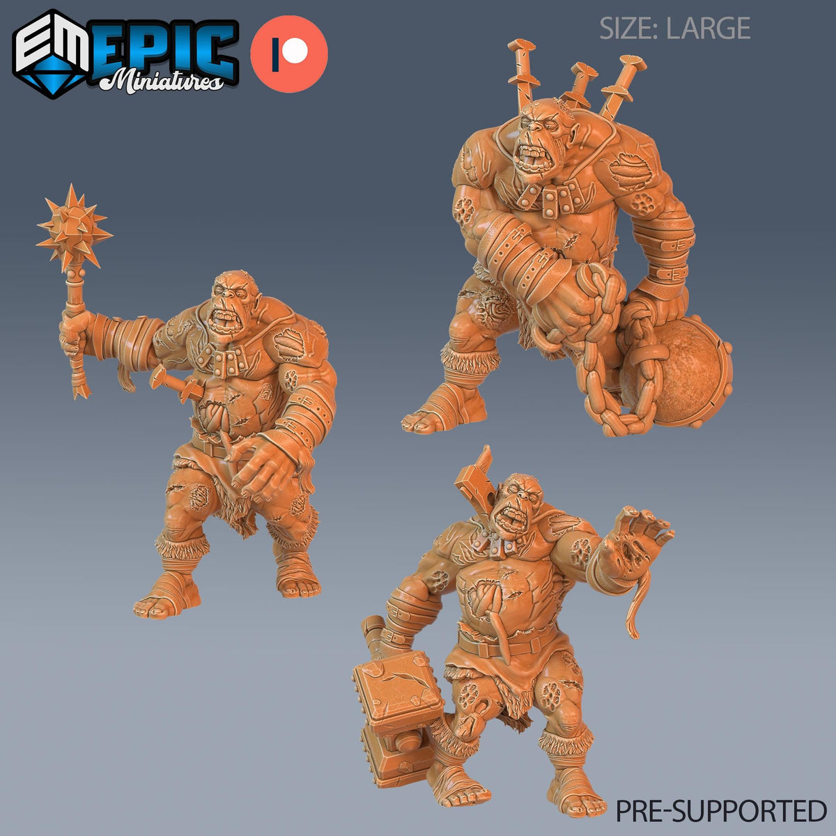 Ogre Zombie Set of 3 DND miniatures group photo Tombs of Demise