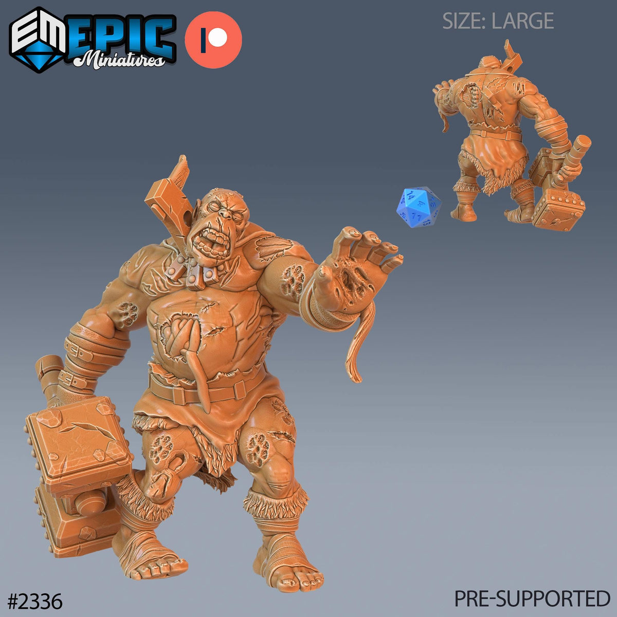Ogre Zombie Option #2336 front DND miniature Tombs of Demise 16k resin