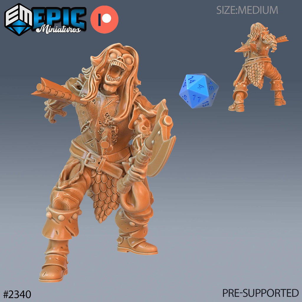 Zombie Warrior Option #2340 front DND miniature Tombs of Demise 16k resin