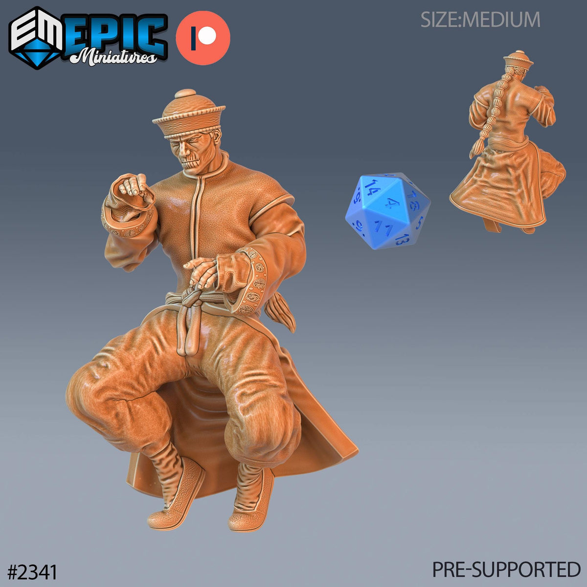 Zombie Kung Fu Monk Option #2341 front DND miniature Tombs of Demise 16k resin