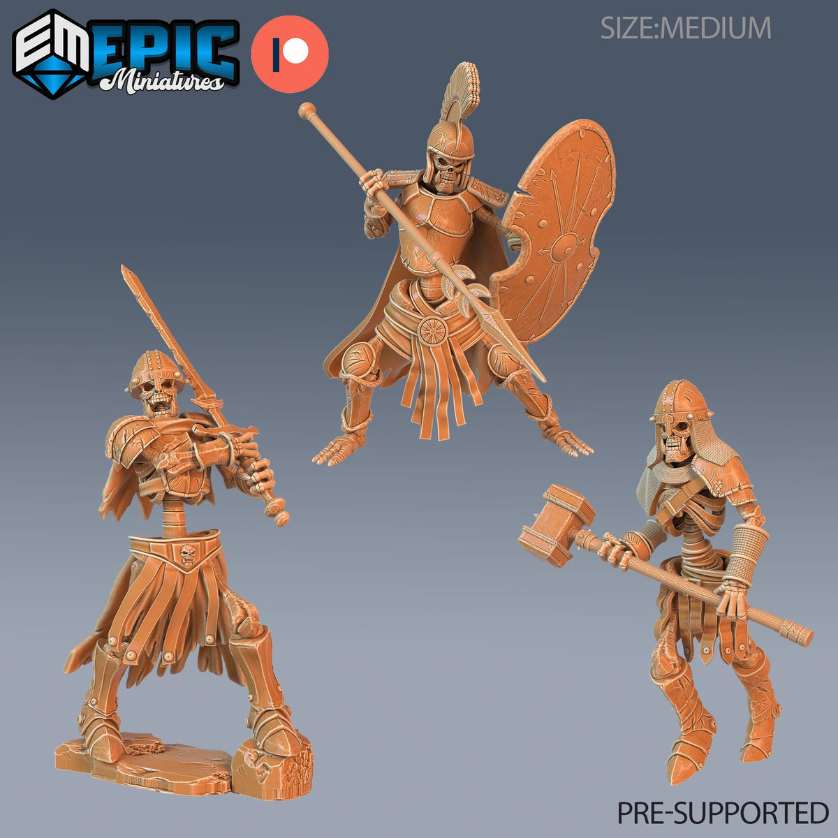Skeleton Orc Warrior Set of 3 DND miniatures group photo Tombs of Demise