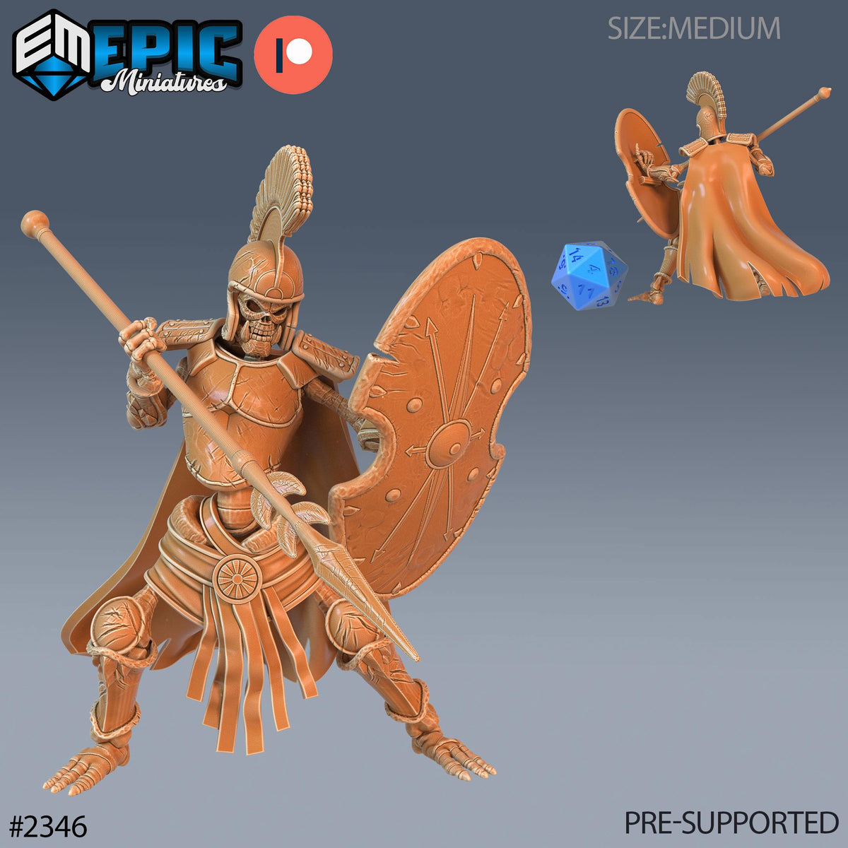 Skeleton Orc Warrior Option #2346 front DND miniature Tombs of Demise 16k resin