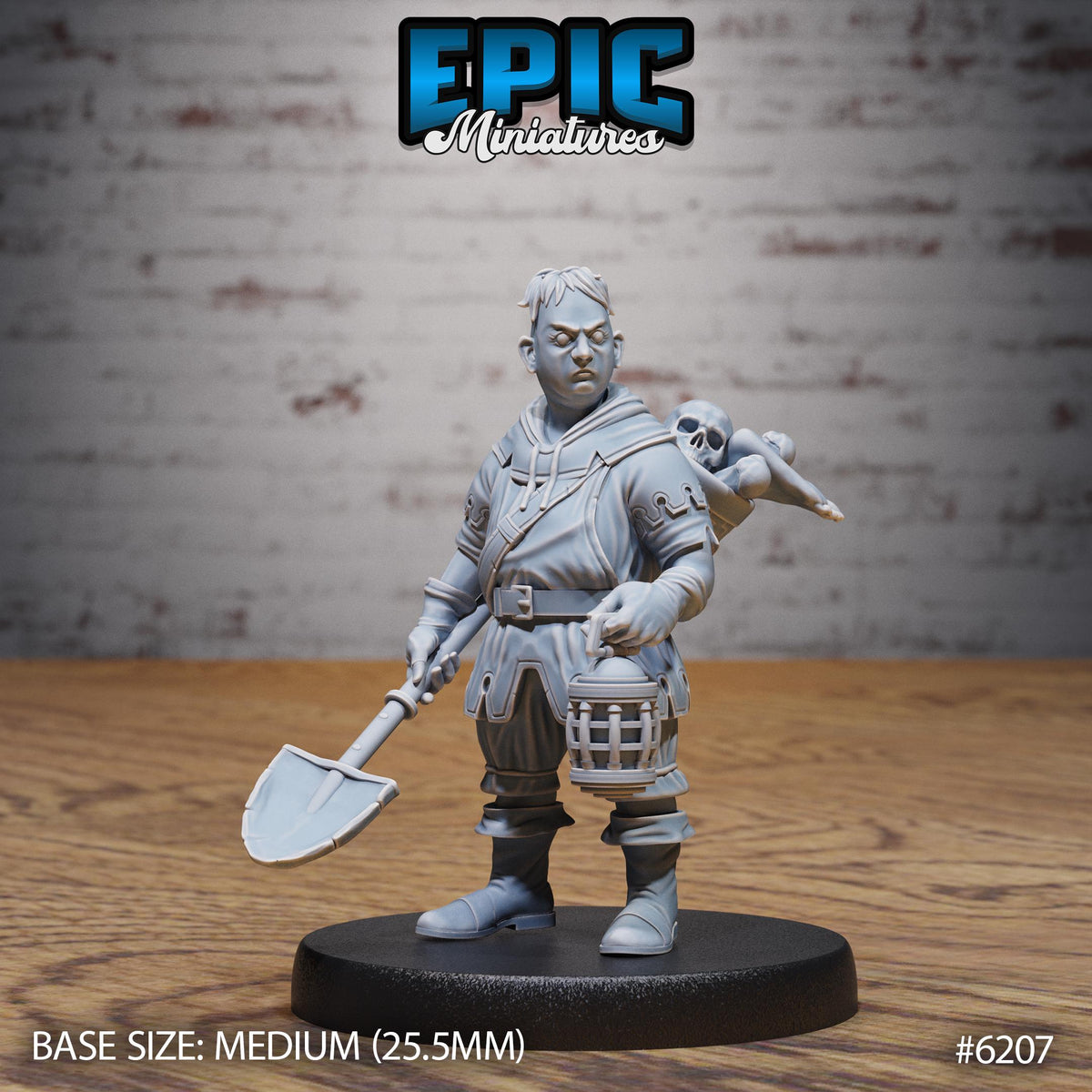 Grave Digger Option #6207 front DND miniature Undead Souls 16k resin