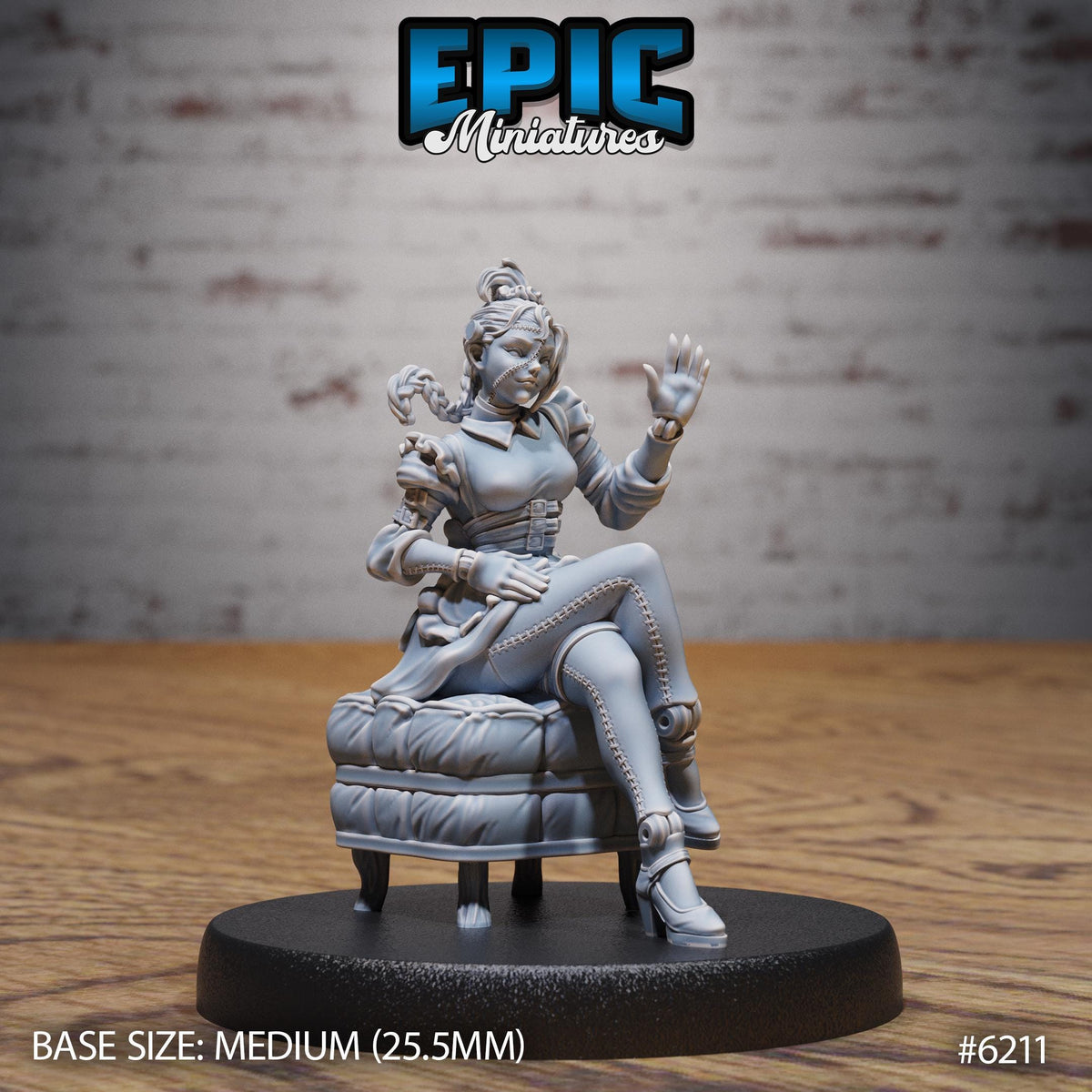 Frankenstein Maid Option #6211 front DND miniature Undead Souls 16k resin
