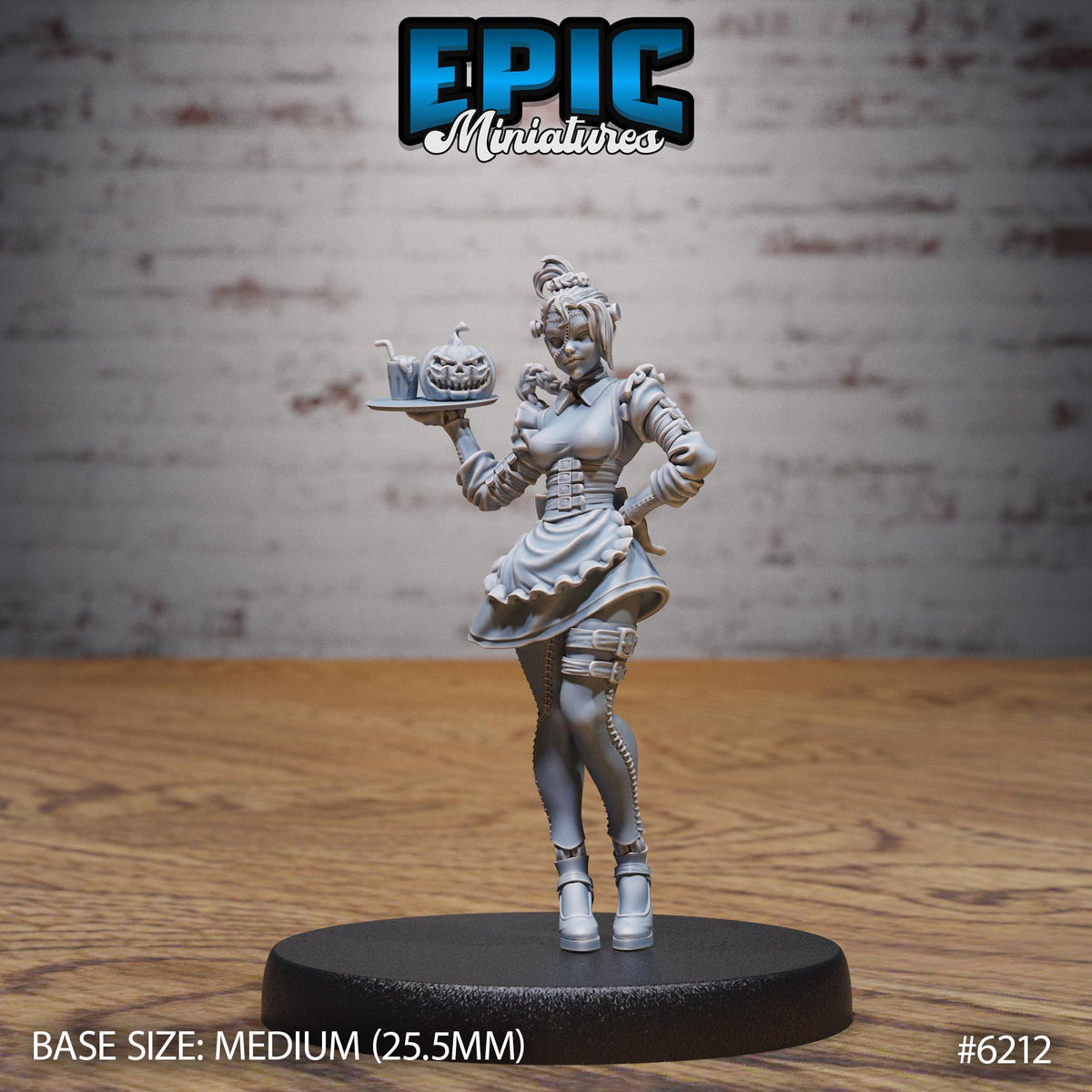 Frankenstein Maid Option #6212 front DND miniature Undead Souls 16k resin