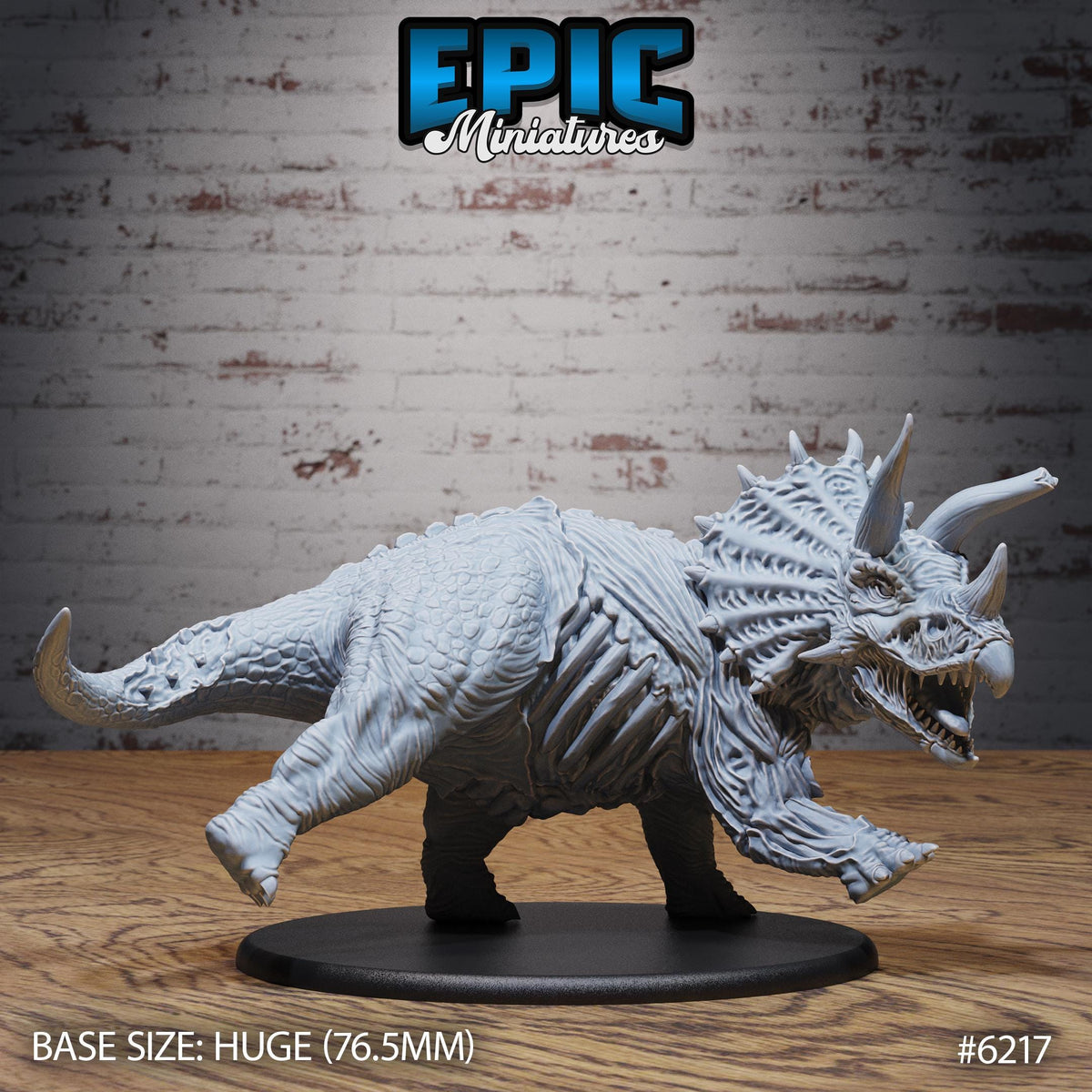 Triceratops Option #6217 front DND miniature Undead Souls 16k resin