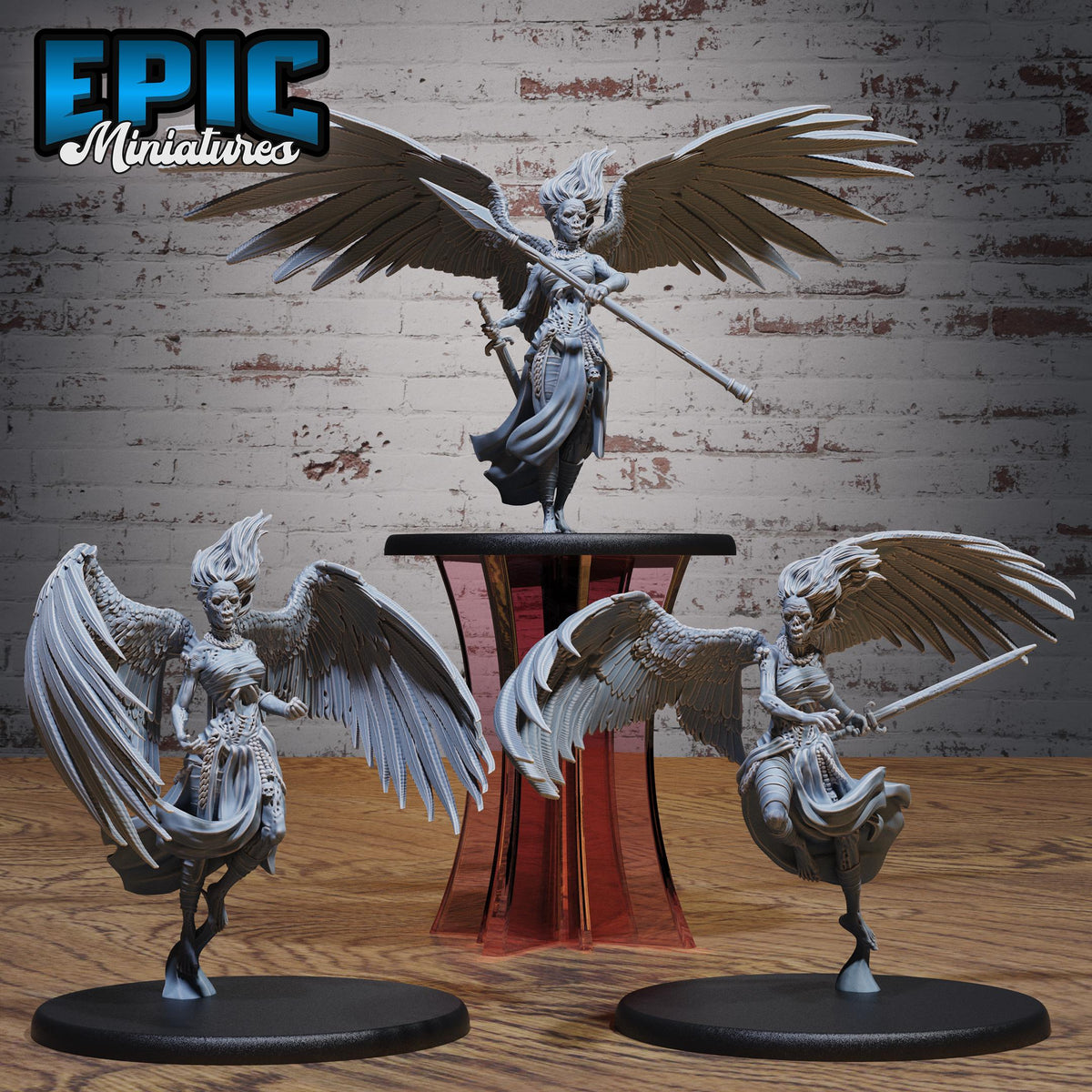 Angel Zombie Set of 3 DND miniatures group photo Undead Souls