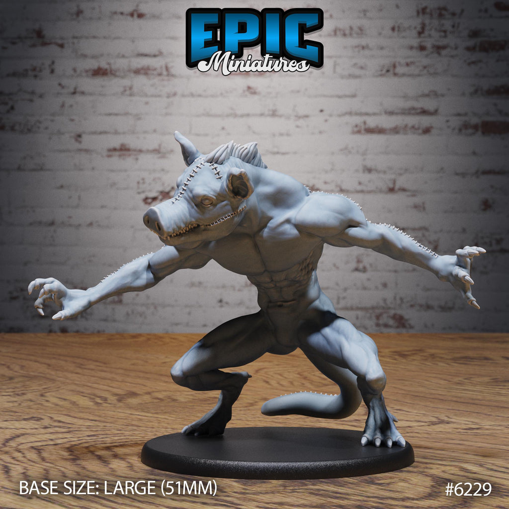 Stitched Pig Beast Option #6229 front DND miniature Undead Souls 16k resin