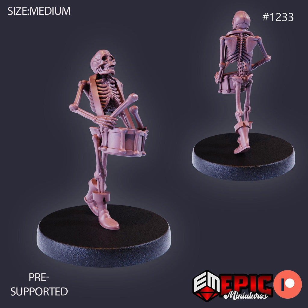 Skeleton Musician Option #1233 front DND miniature Halloween Horror 16k resin