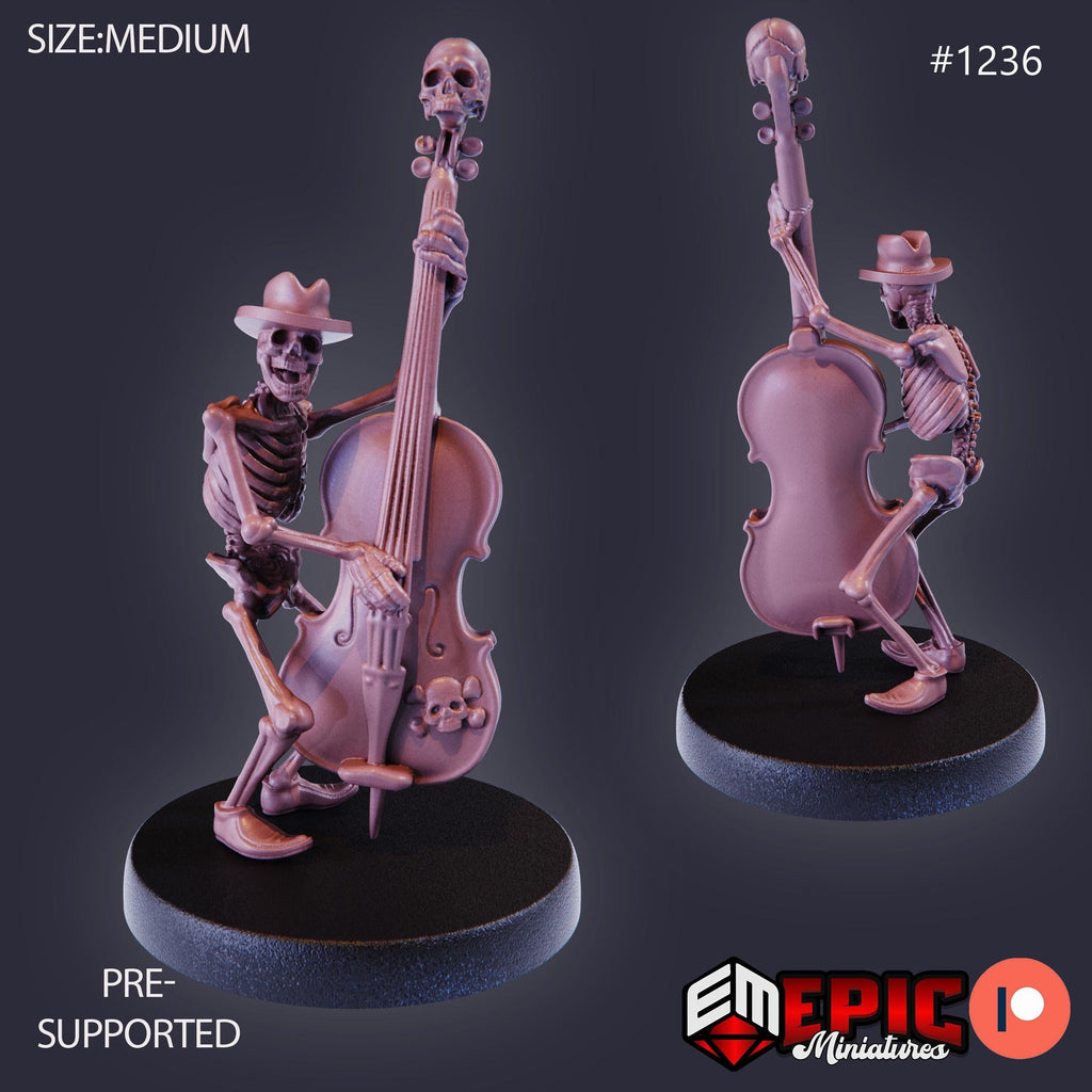 Skeleton Musician Option #1236 front DND miniature Halloween Horror 16k resin