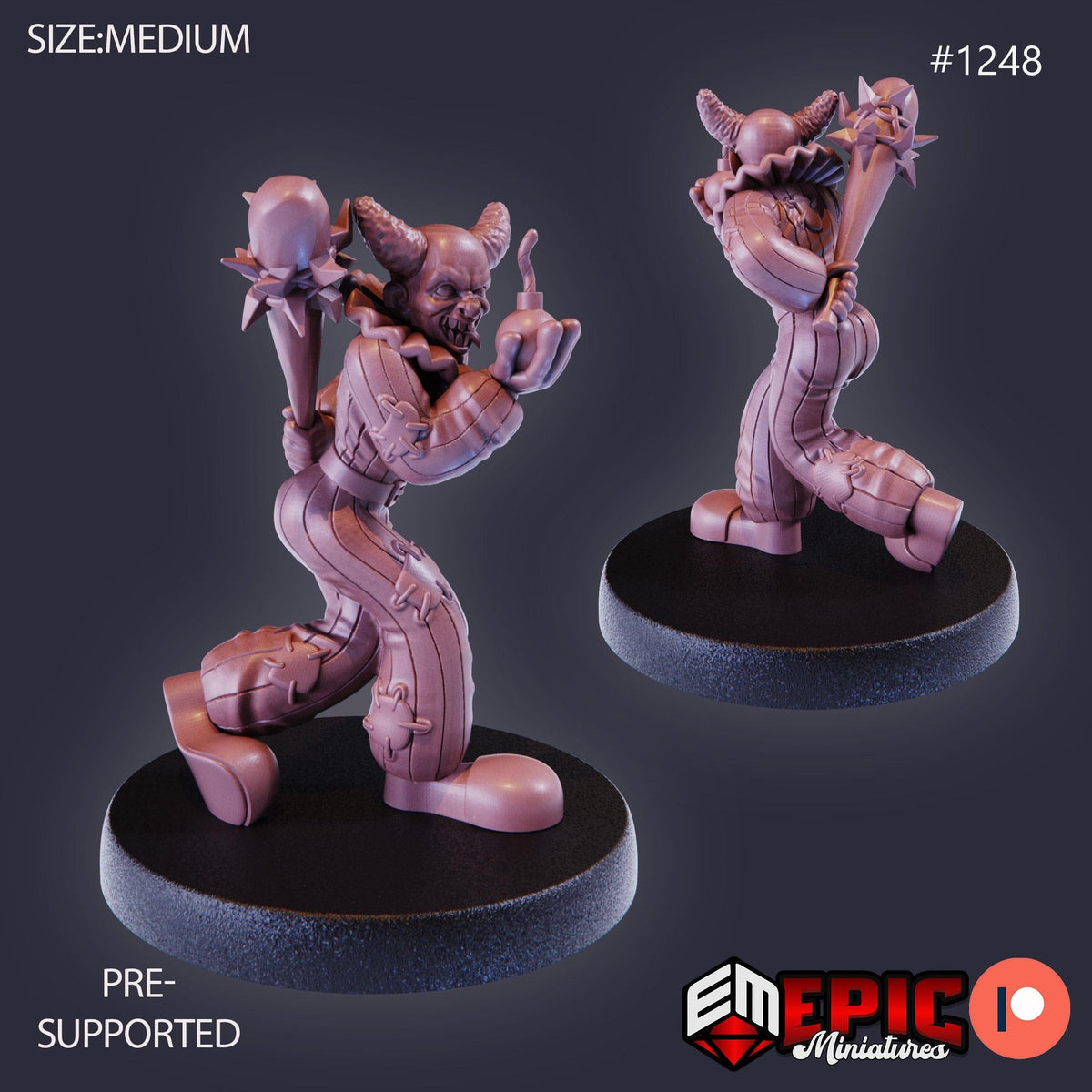 Horror Clown Option #1248 front DND miniature Halloween Horror 16k resin