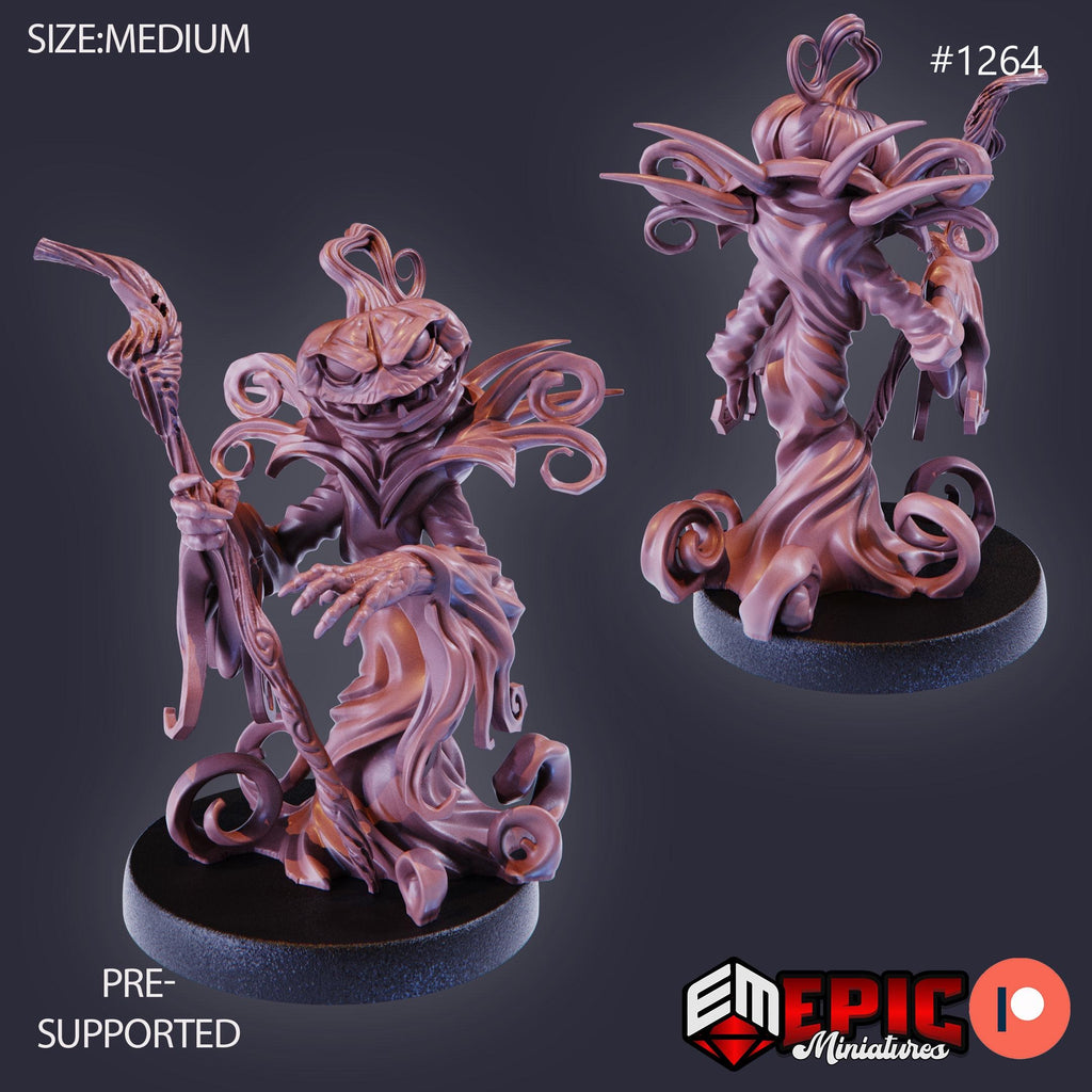 Pumpkin Reaper Option #1264 front DND miniature Halloween Horror 16k resin