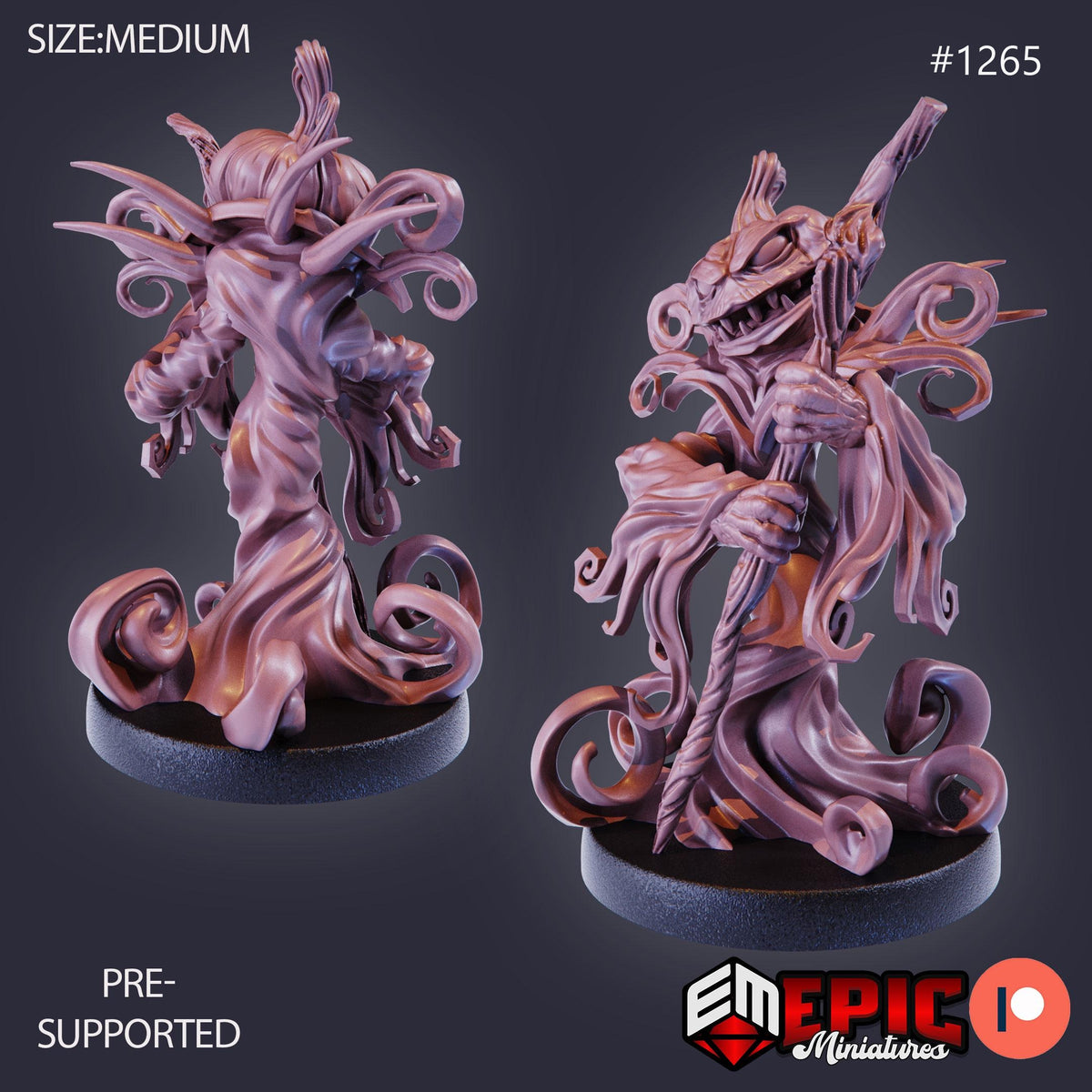 Pumpkin Reaper Option #1265 front DND miniature Halloween Horror 16k resin