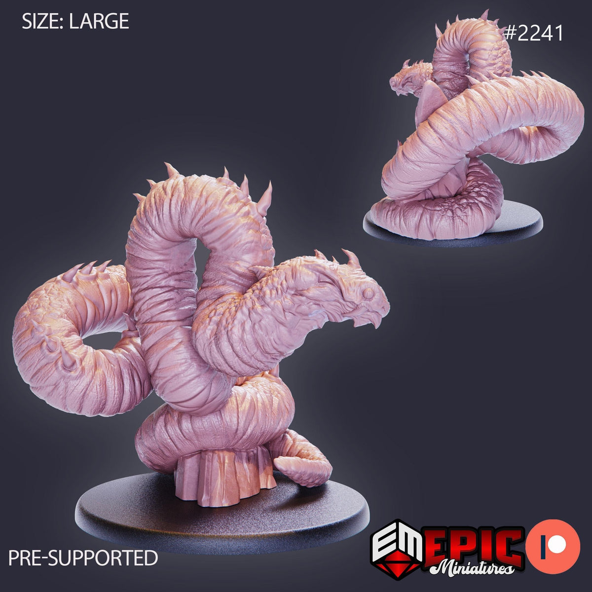 Giant Sand Snake Option #2241 front DND miniature Oriental Dunes 16k resin