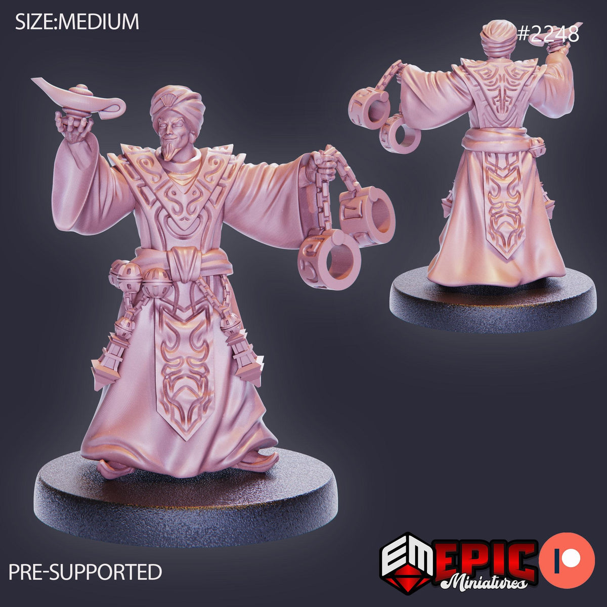 Djinni Hunter Option #2248 front DND miniature Oriental Dunes 16k resin