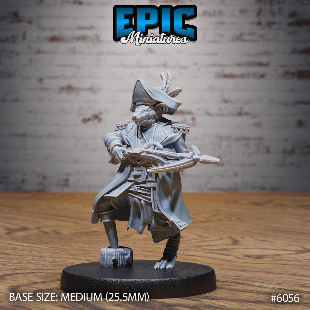 Ratfolk Pirate Captain Option #6056 front DND miniature Corsair Waters 16k resin