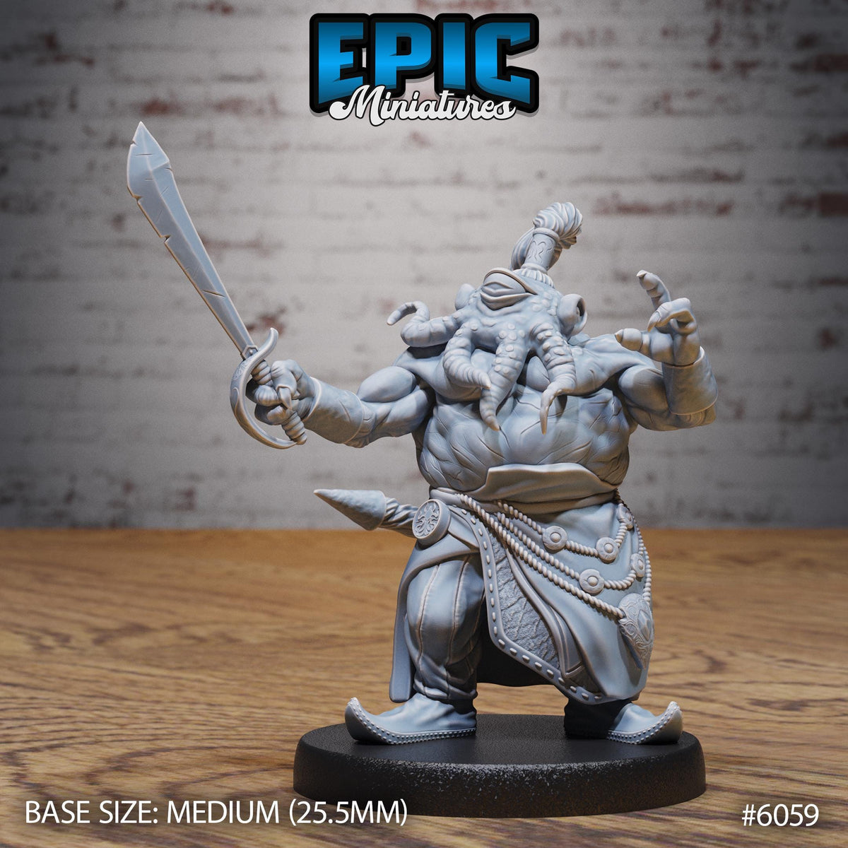 Octo Folk Pirate Option #6059 front DND miniature Corsair Waters 16k resin