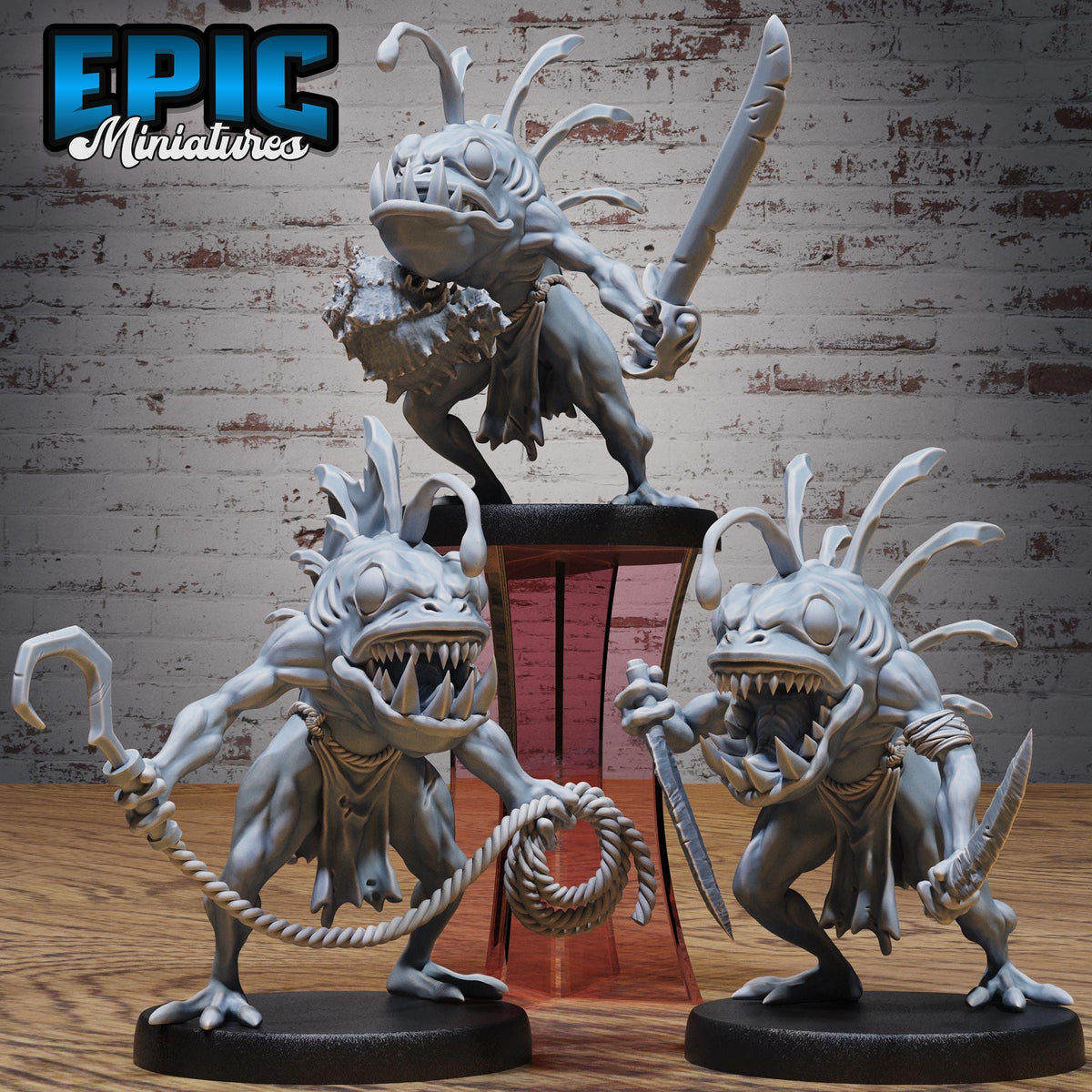 Angler Fish Savage Set of 3 DND miniatures group photo Corsair Waters