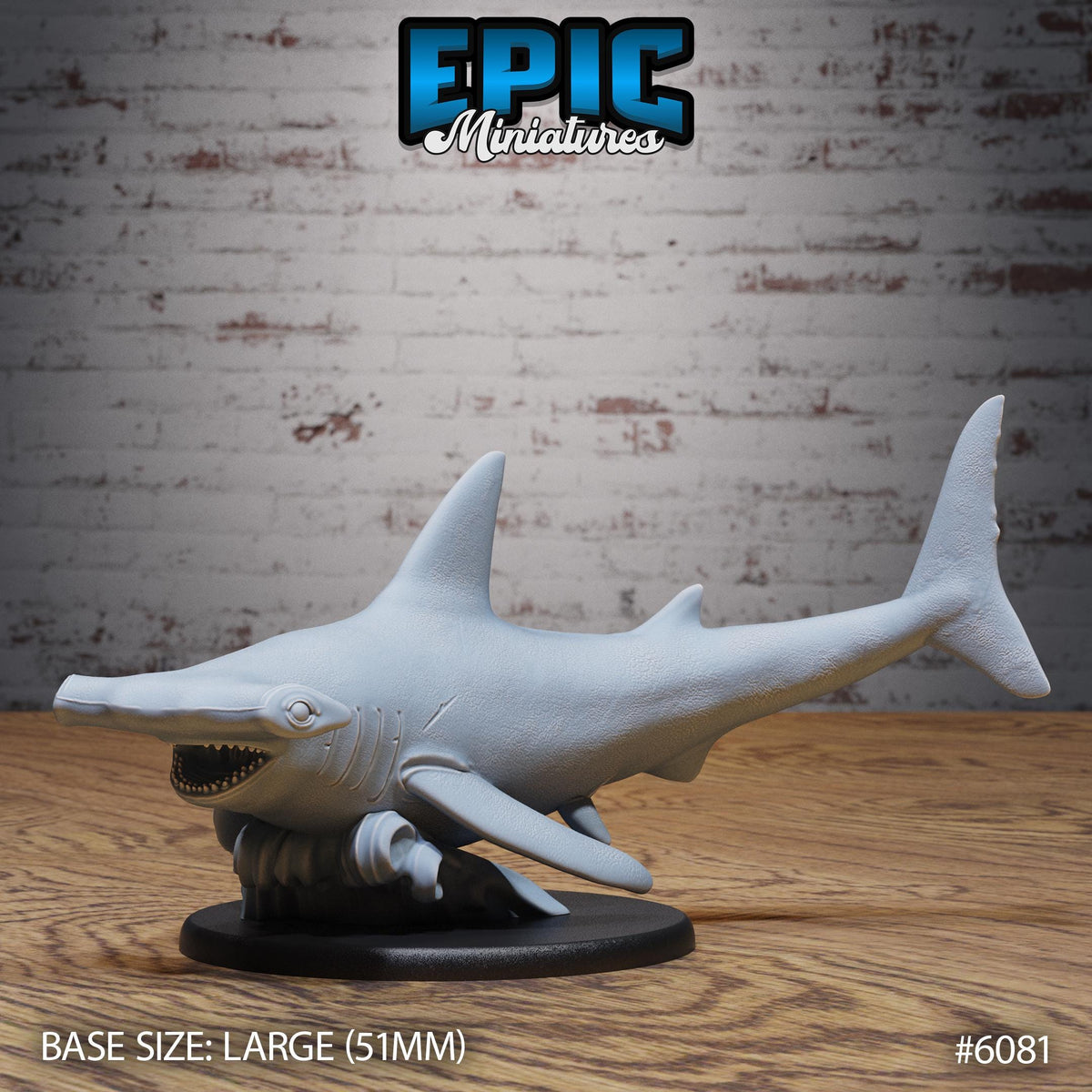 Hammerhead Shark Option 1 Huge Base front DND miniature Corsair Waters 16k resin