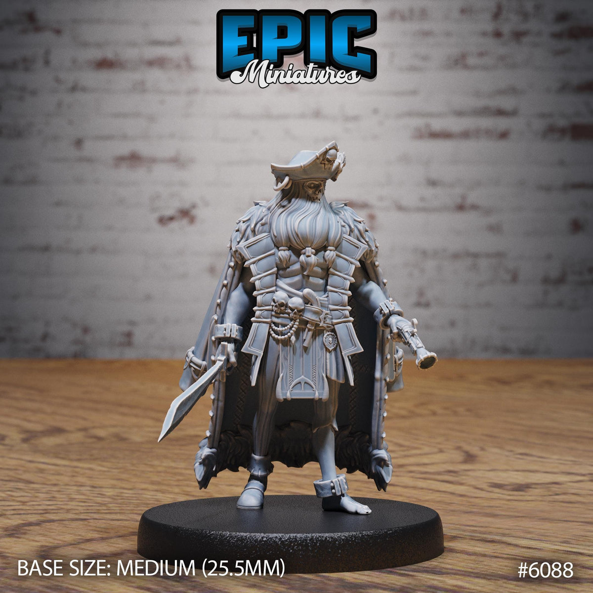 Ghost Captain Option #6088 front DND miniature Corsair Waters 16k resin