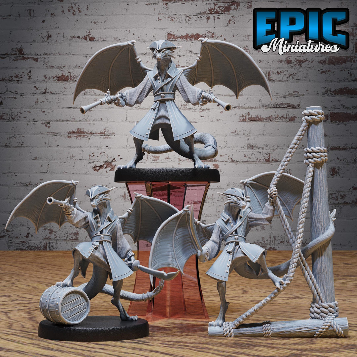 Draco Pirate Set of 3 DND miniatures group photo Corsair Waters