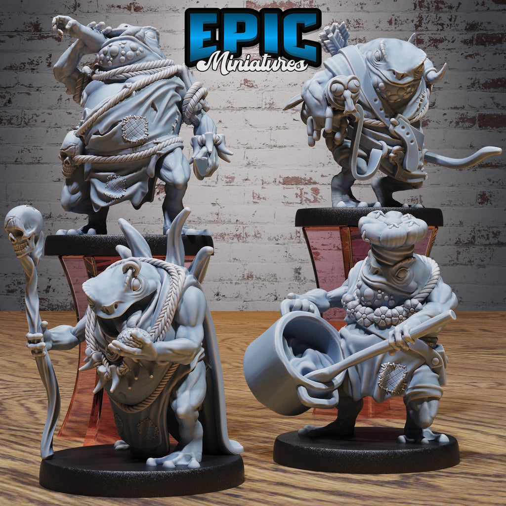 Toad Folk Set of 4 DND miniatures group photo Swamp Adventure