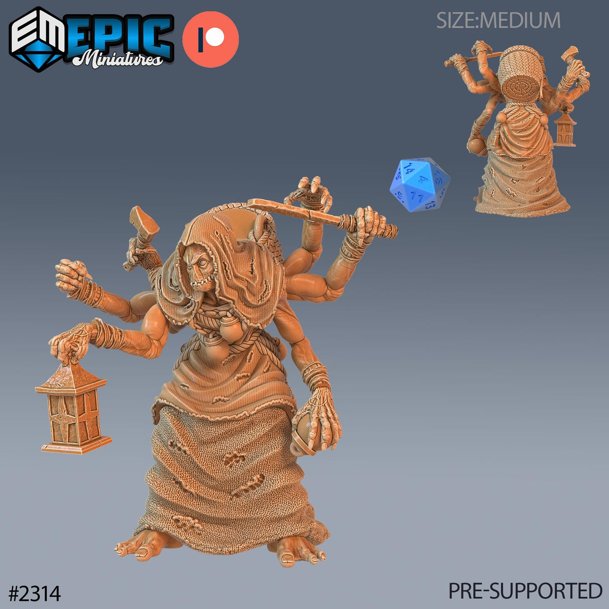 Corpse Collector Option #2314 front DND miniature Tombs of Demise 16k resin