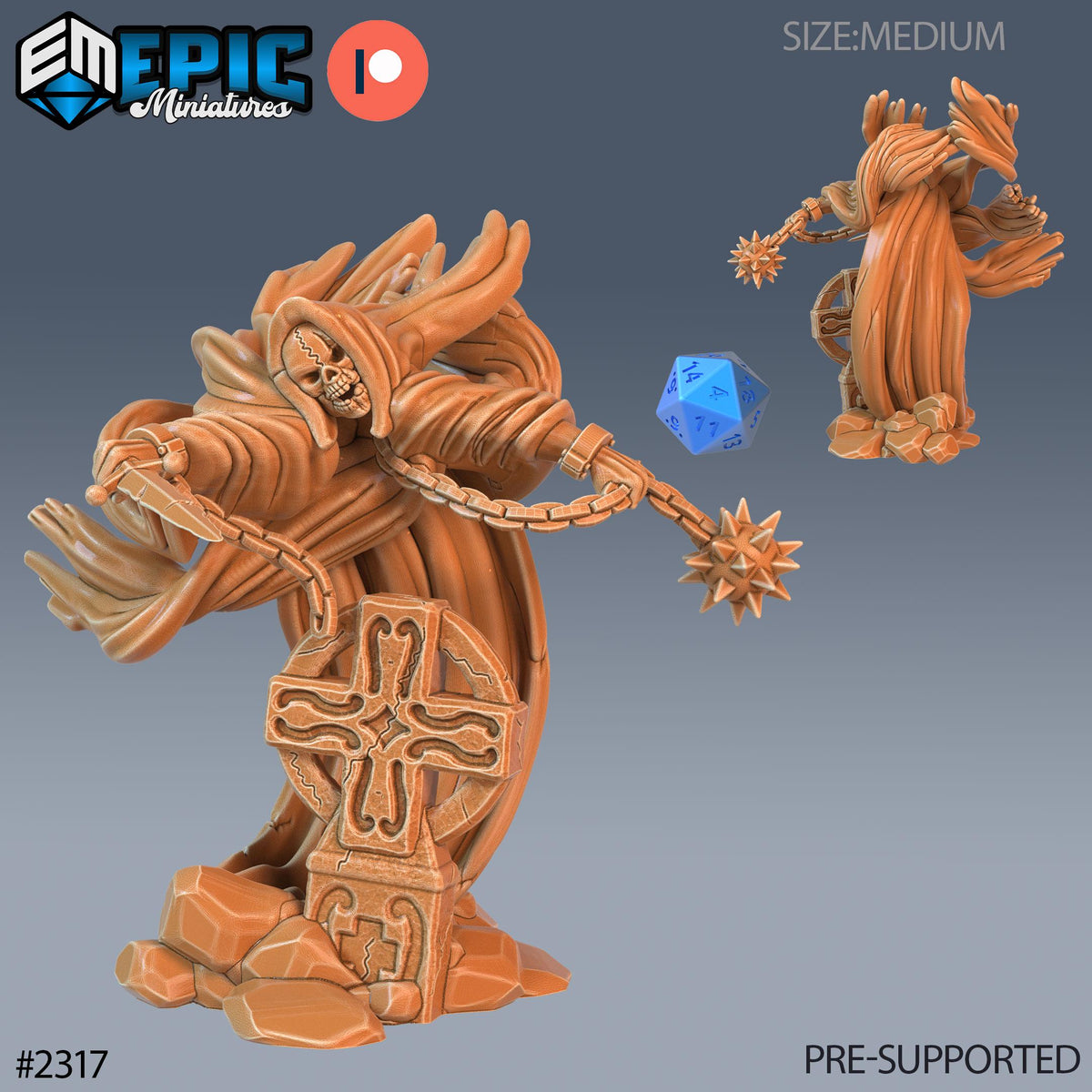 Graveyard Ghost Option #2318 front DND miniature Tombs of Demise 16k resin