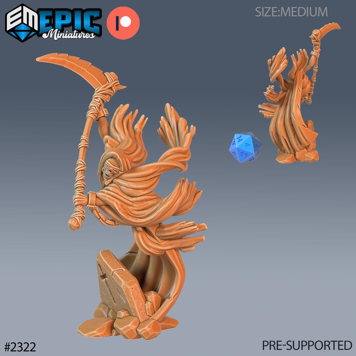 Graveyard Ghost Option #2323 front DND miniature Tombs of Demise 16k resin