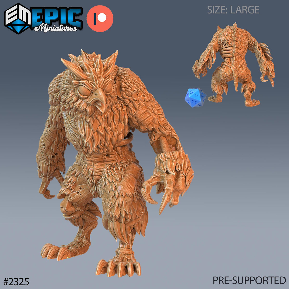 Zombie Owlbear Option #2325 front DND miniature Tombs of Demise 16k resin