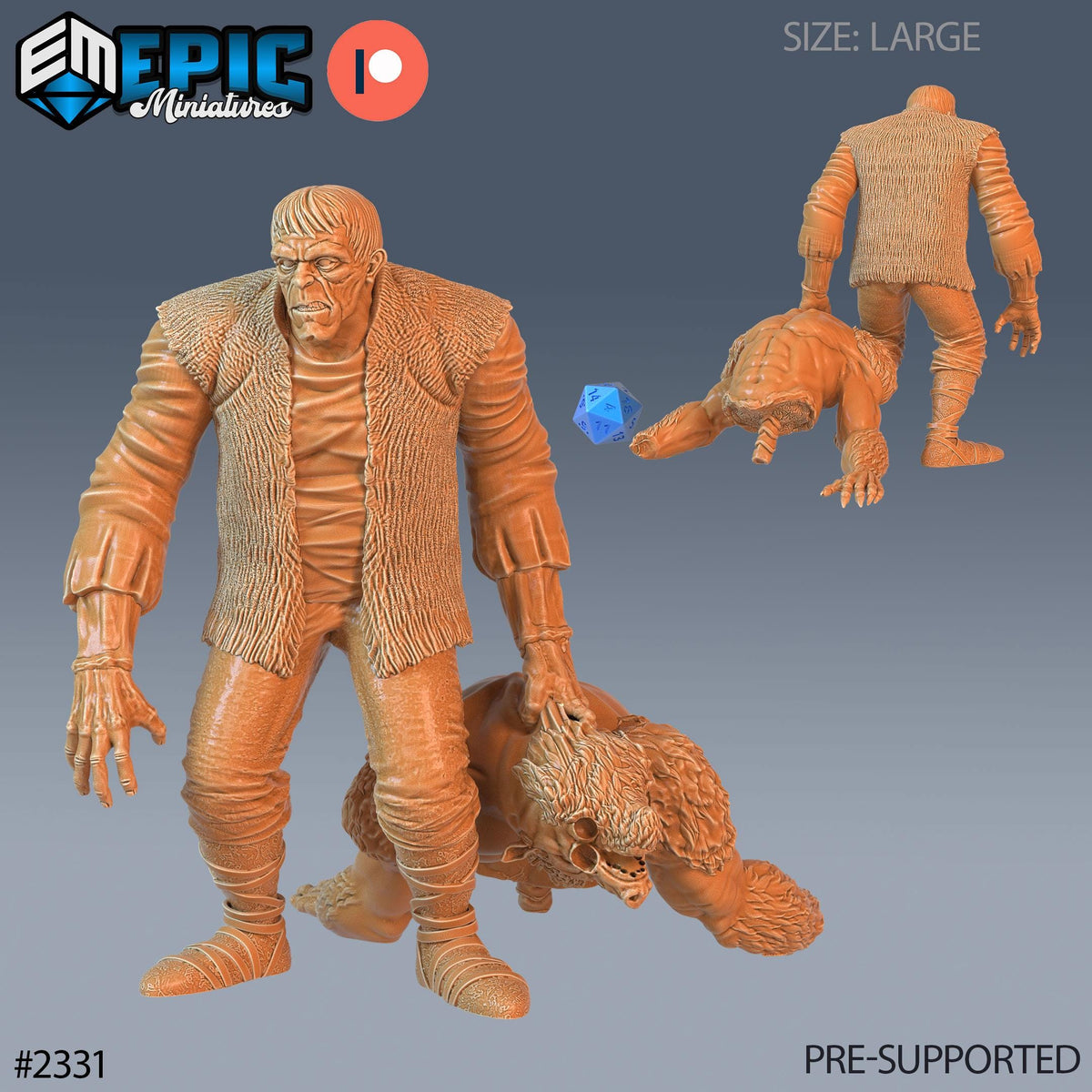 Frankenstein's Monster Option #2331 front DND miniature Tombs of Demise 16k resin
