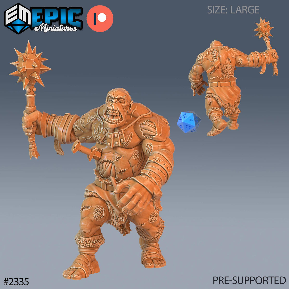 Ogre Zombie Option #2335 front DND miniature Tombs of Demise 16k resin