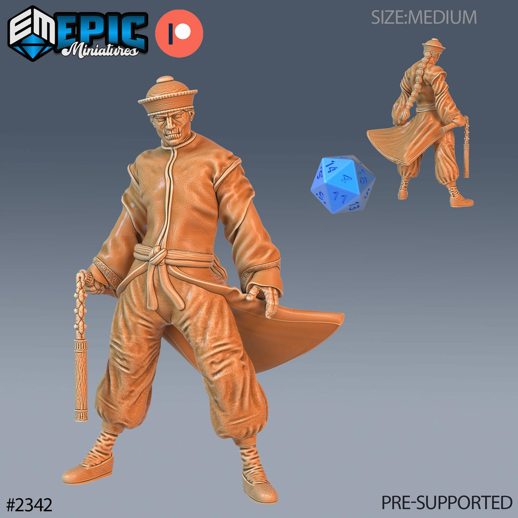 Zombie Kung Fu Monk Option #2342 front DND miniature Tombs of Demise 16k resin