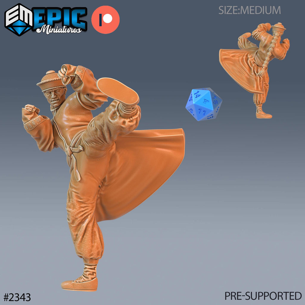 Zombie Kung Fu Monk Option #2343 front DND miniature Tombs of Demise 16k resin