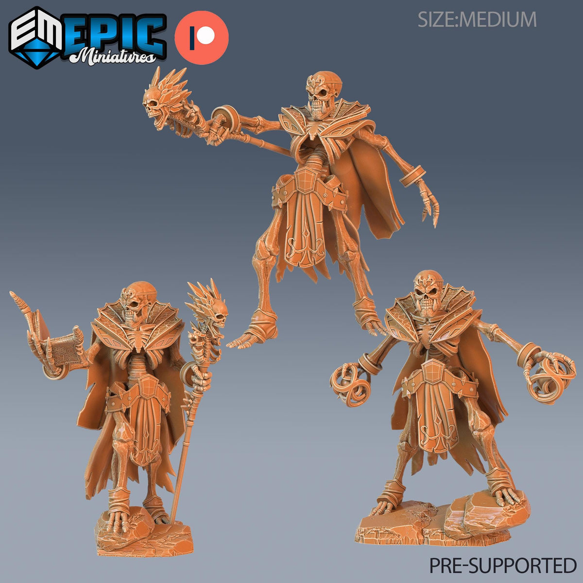 Skeleton Orc Warlock Set of 3 DND miniatures group photo Tombs of Demise