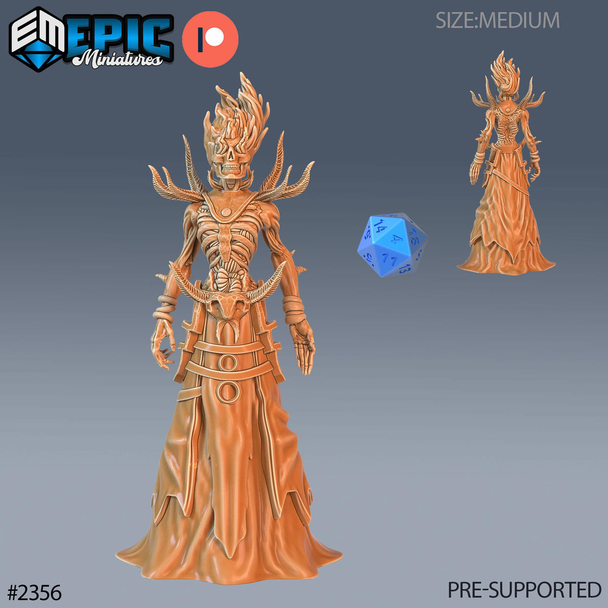 Flame Lich Option #2356 front DND miniature Tombs of Demise 16k resin