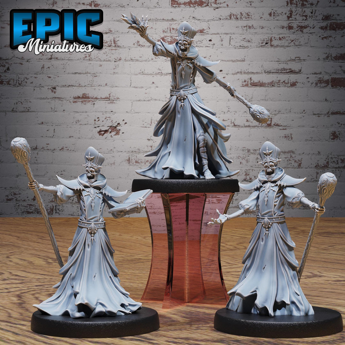 Lich Summoner Set of 3 DND miniatures group photo Undead Souls