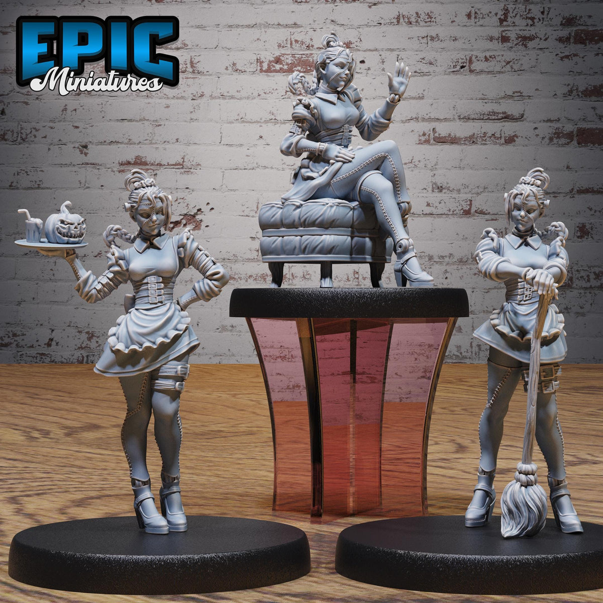 Frankenstein Maid Set of 3 DND miniatures group photo Undead Souls