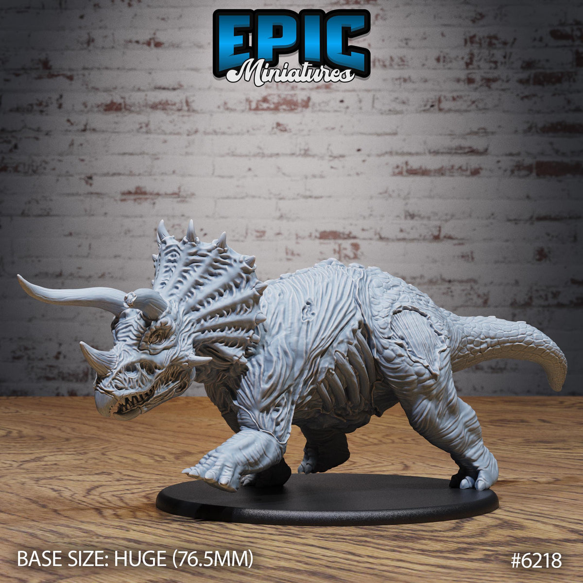 Triceratops Option #6218 front DND miniature Undead Souls 16k resin