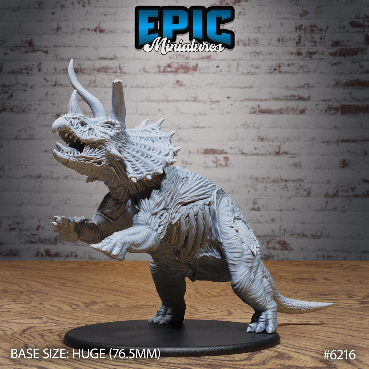 Triceratops Option #6216 front DND miniature Undead Souls 16k resin