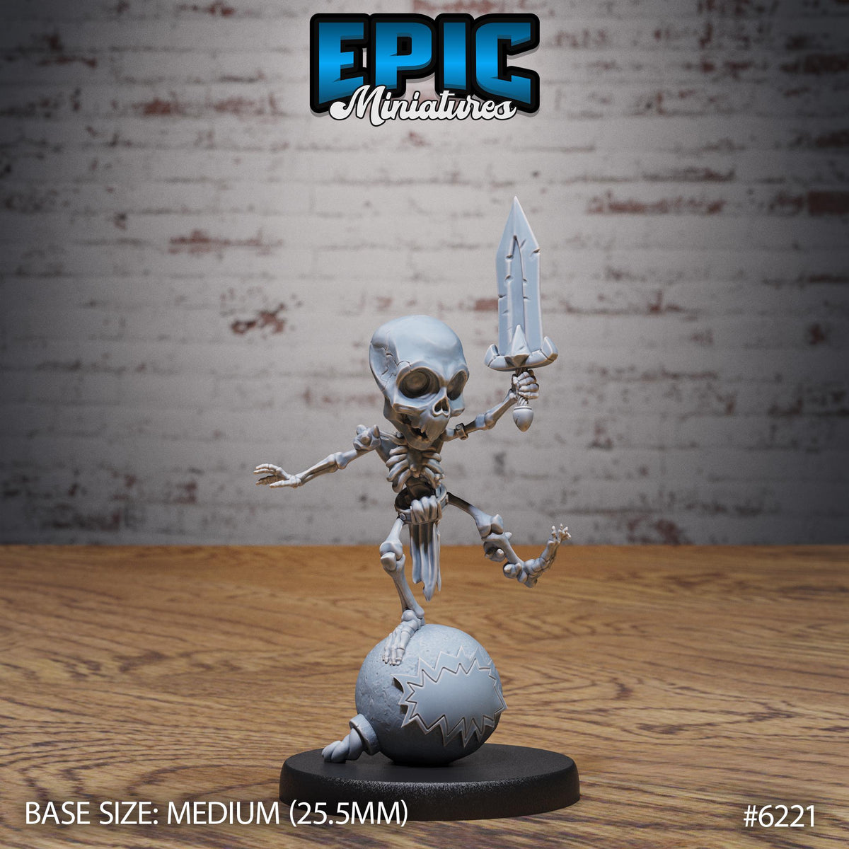 Gnome Skeleton Option #6221 front DND miniature Undead Souls 16k resin