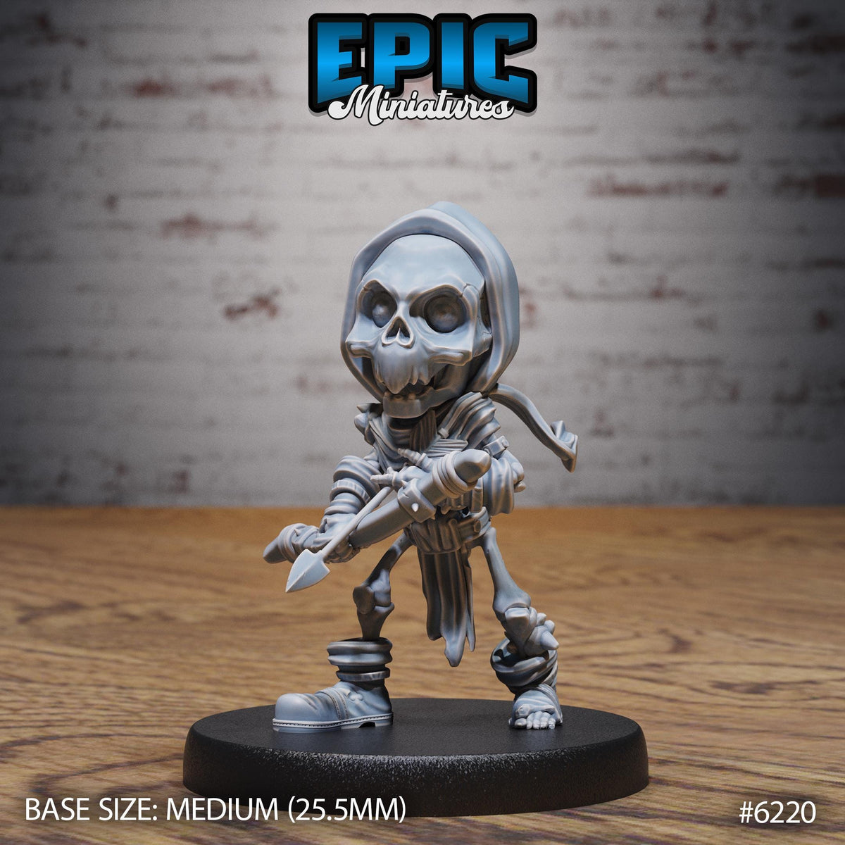 Gnome Skeleton Option #6220 front DND miniature Undead Souls 16k resin