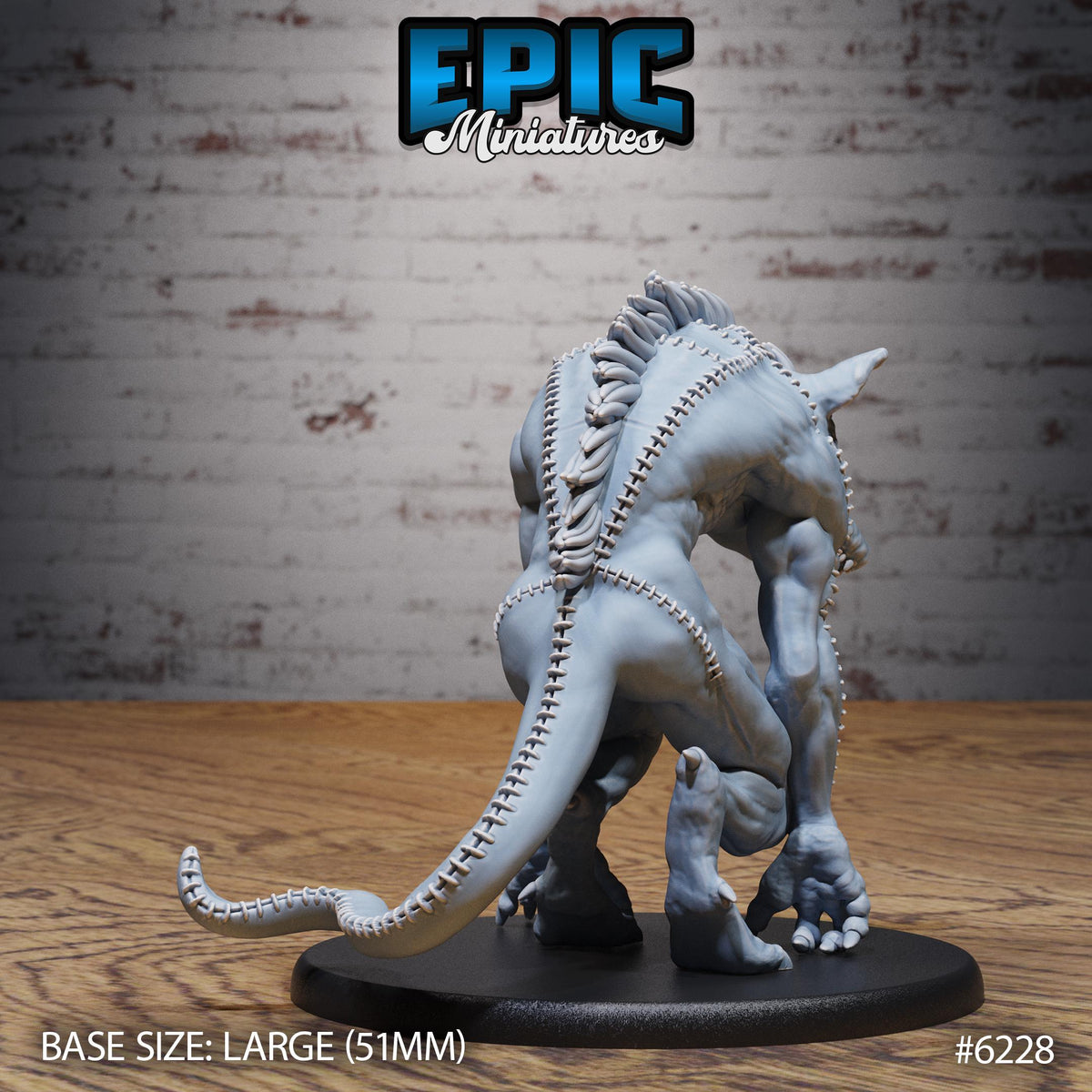 Stitched Pig Beast Option #6228 back DND miniature Undead Souls 16k resin