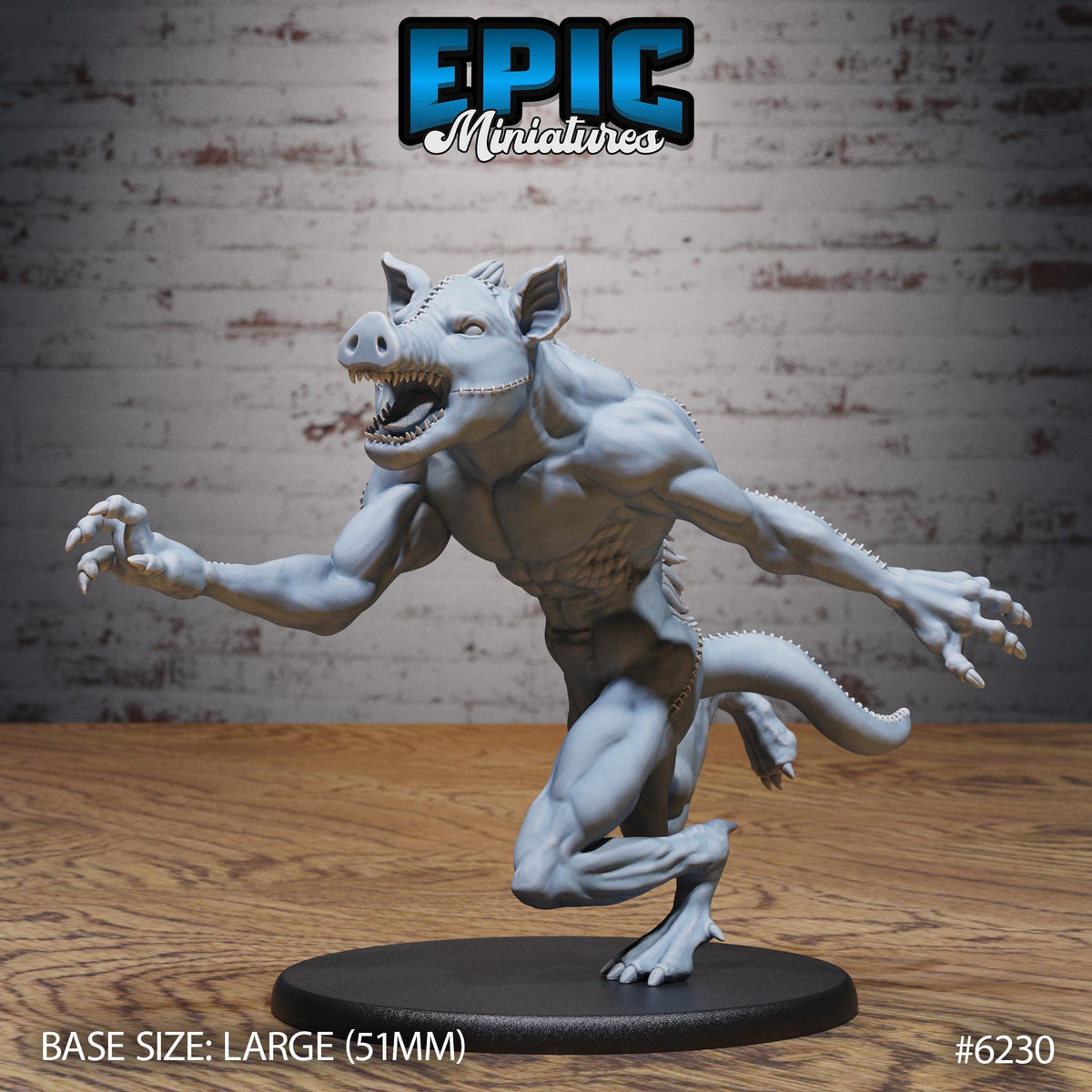 Stitched Pig Beast Option #6230 front DND miniature Undead Souls 16k resin