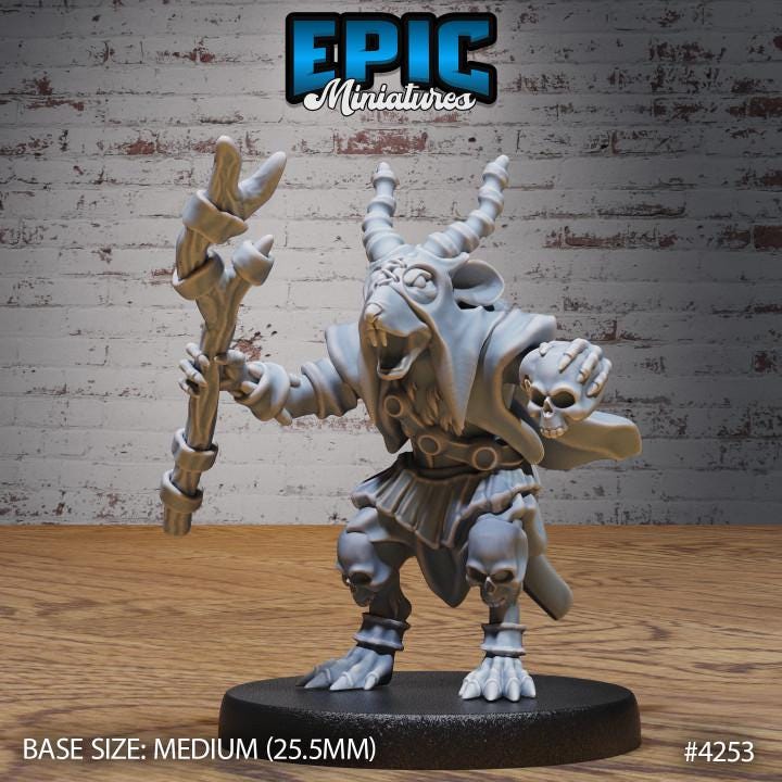 Rat folk tribe Set of 4 DND Miniatures Dungeons and Dragons Mini Rodent Pipe System Underground Option #4253 front DND miniature  16k resin
