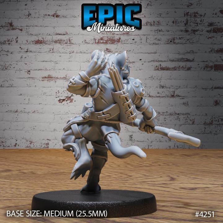 Rat folk tribe Set of 4 DND Miniatures Dungeons and Dragons Mini Rodent Pipe System Underground Option #4251 back DND miniature  16k resin