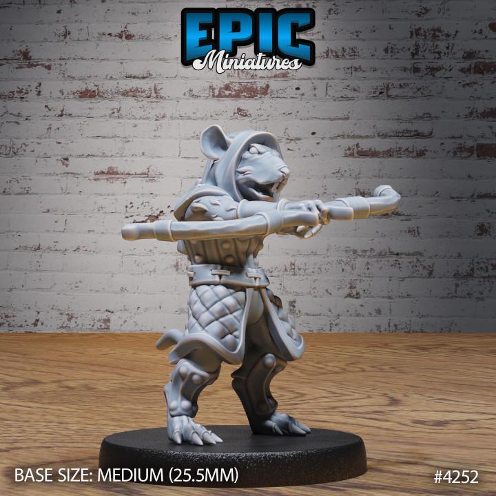 Rat folk tribe Set of 4 DND Miniatures Dungeons and Dragons Mini Rodent Pipe System Underground Option #4252 front DND miniature  16k resin