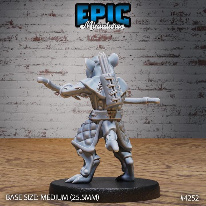 Rat folk tribe Set of 4 DND Miniatures Dungeons and Dragons Mini Rodent Pipe System Underground Option #4252 back DND miniature  16k resin