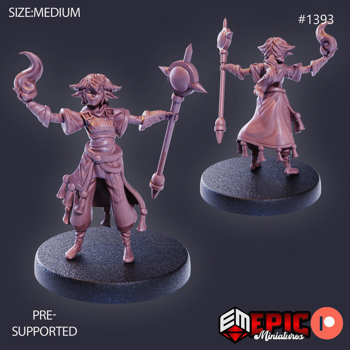 Half Gnome Mage Option #1393 front DND miniature Kingdom of Secrets 16k resin