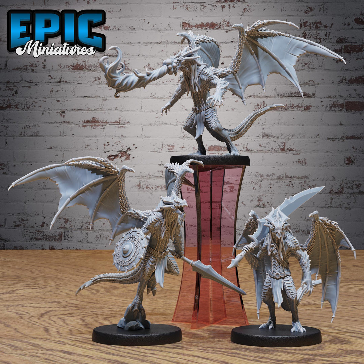 Draconic Demon Obsidian Set of 3 DND miniatures group photo Devil Empire